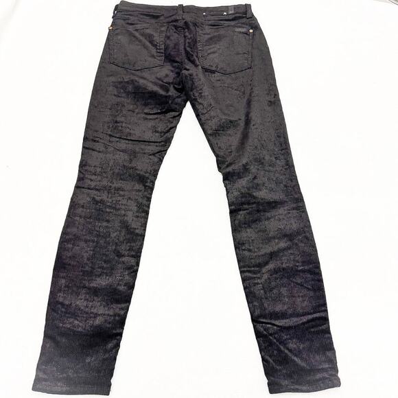 7 For All Mankind Corduroy Textured Black Denim Skinny Jeans Size 27 - Picture 3 of 9